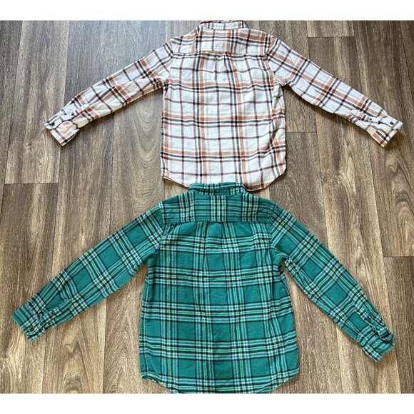 BOYS BUNDLE 4 PCS LONG SLEEVE SHIRTS CASUAL FRONT BUTTONS PLAID FLANNEL L 10-12 - Picture 3 of 6